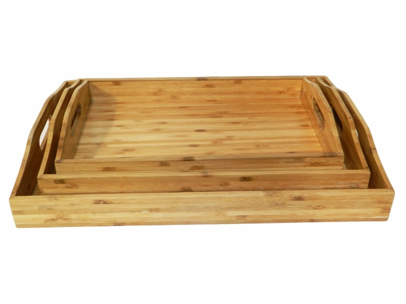 Top-tier Bamboo Serving Tray Set with Handles - Professional-grade Eco-friendly Kitchenware
